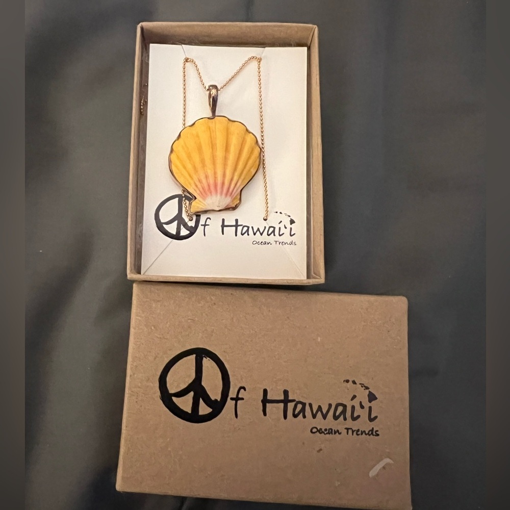 Never worn Large sunrise shell pendant necklace
